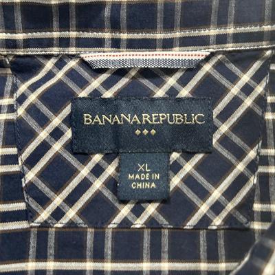 Banana Republic Men’s XL Navy Plaid Long Sleeve