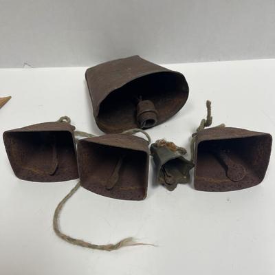Lot of 5 Rusty Vintage Cow Bells hand bells