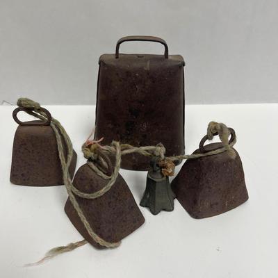 Lot of 5 Rusty Vintage Cow Bells hand bells