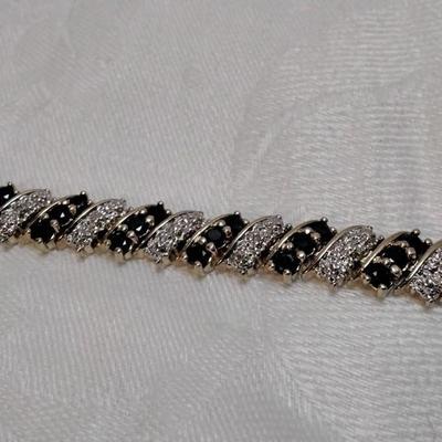Vintage Ross Simons Sapphire and Diamond 7" Gold Vermeil Bracelet