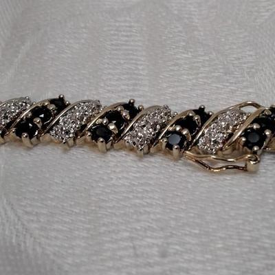 Vintage Ross Simons Sapphire and Diamond 7" Gold Vermeil Bracelet