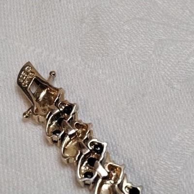 Vintage Ross Simons Sapphire and Diamond 7" Gold Vermeil Bracelet