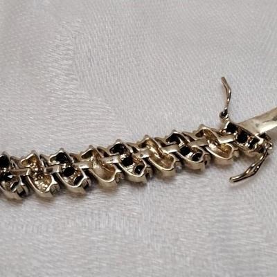 Vintage Ross Simons Sapphire and Diamond 7" Gold Vermeil Bracelet