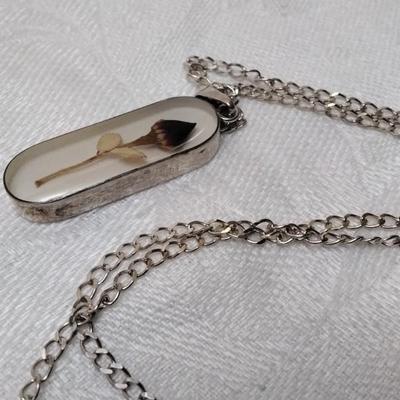 Vintage Acrylic Rose 925 16" Necklace Circa 1970