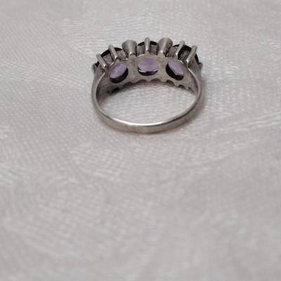 Vintage Amethyst and Marcasite 925 Ring Size 5.5