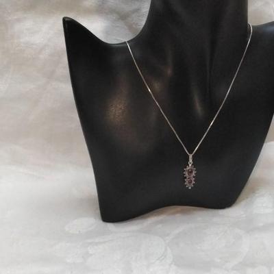 Antique Rhodolite Garnet Italian 925 18" Necklace