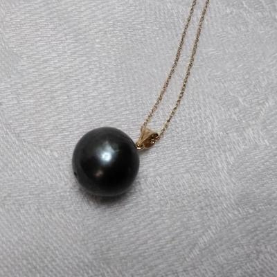 Perfect 11mm Tahitian Pearl 18K Bale 14K 18" Necklace