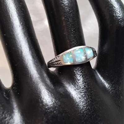 Pale Blue Opal 925 Ring Size 8