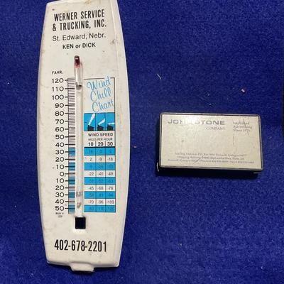 Advertisement Thermometer and Tape Measure