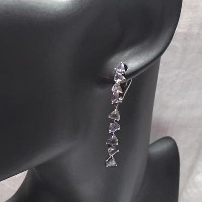 New Old Stock Triangle Tanzanite 925 Dangle Earrings