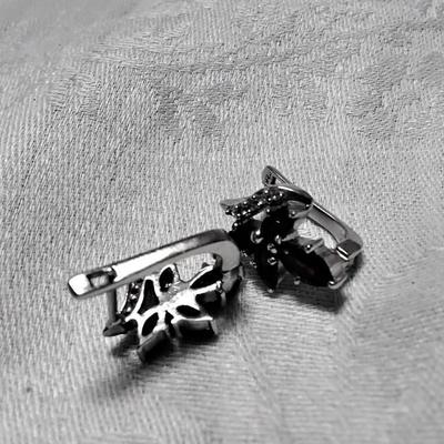 Gorgeous Garnet and White Sapphire Sterling Silver Earrings