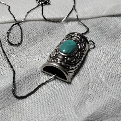 Vintage Turquoise 925 Slider Necklace