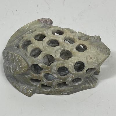 Hand Carved Soapstone Vase Frog Frog Shaped Flower Arranging Tool