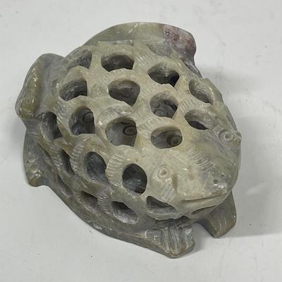 Hand Carved Soapstone Vase Frog Frog Shaped Flower Arranging Tool