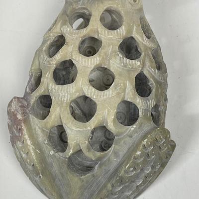 Hand Carved Soapstone Vase Frog Frog Shaped Flower Arranging Tool