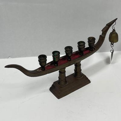 Antique Brass Boat Gondola Candle Holder