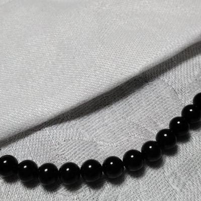 New Old Stock IPS 18" Onyx And Pearl Necklace 14K Beads And Clasps