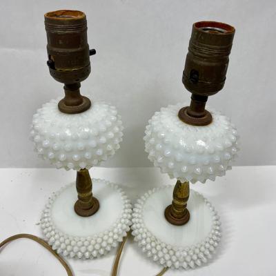 Vintager Wall Sconce Lot - Electrified Milk Glass and Brass Candlestick Holder Pair pair.