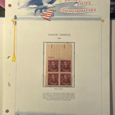 Andrew Carnegie 1960 Mint Condition US Stamp Plate Block Page as Pictured. Only One $5 Shipping Charge for 1 or 100 Pages Won.