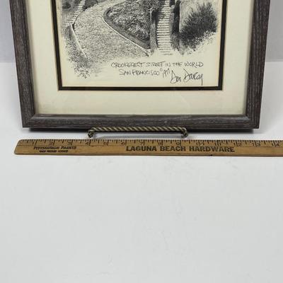 Crookedest Street in the World San Francisco 1977 Lithograph Pencil Sketch Don Davey