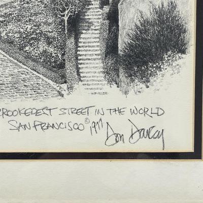 Crookedest Street in the World San Francisco 1977 Lithograph Pencil Sketch Don Davey