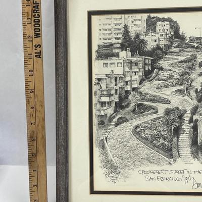Crookedest Street in the World San Francisco 1977 Lithograph Pencil Sketch Don Davey