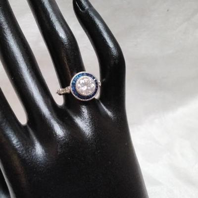 EJI Sapphire and White Sapphire 925 Ring Size 7