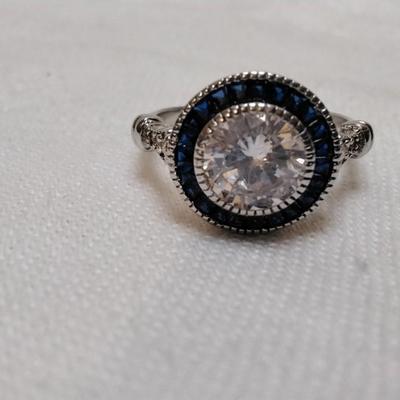 EJI Sapphire and White Sapphire 925 Ring Size 7