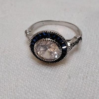 EJI Sapphire and White Sapphire 925 Ring Size 7