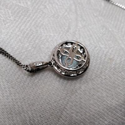 London Blue Topaz and White Sapphire 18" 925 Necklace