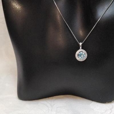 London Blue Topaz and White Sapphire 18" 925 Necklace