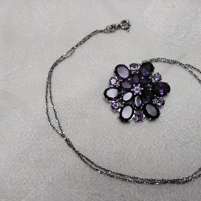 One of A Kind VK Designs Amethyst 18" 925 Necklace