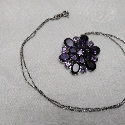 One of A Kind VK Designs Amethyst 18" 925 Necklace
