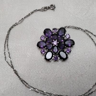 One of A Kind VK Designs Amethyst 18" 925 Necklace