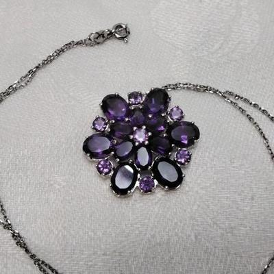 One of A Kind VK Designs Amethyst 18" 925 Necklace