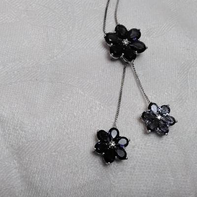 Special Made Vintage Amethyst and Tanzanite 925 18" Necklace
