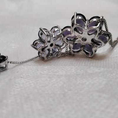 Special Made Vintage Amethyst and Tanzanite 925 18" Necklace
