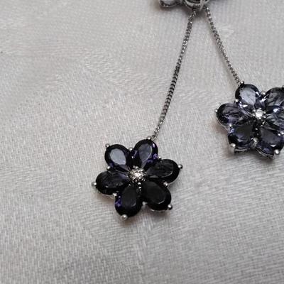 Special Made Vintage Amethyst and Tanzanite 925 18" Necklace