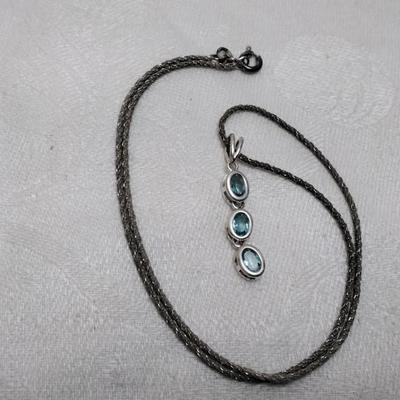 Vintage London Blue Topaz 16" 925 Necklace