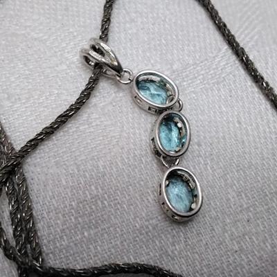 Vintage London Blue Topaz 16" 925 Necklace