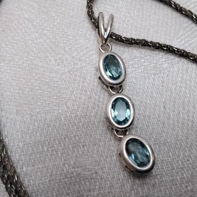 Vintage London Blue Topaz 16" 925 Necklace