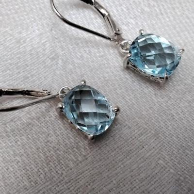 Vintage Solitaire Aquamarine 925 Earrings