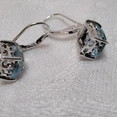 Vintage Solitaire Aquamarine 925 Earrings