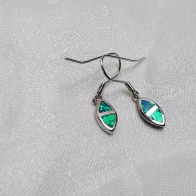 Blue And Green Opal 925 Earrings