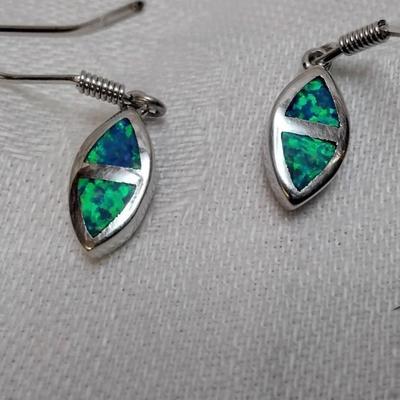 Blue And Green Opal 925 Earrings
