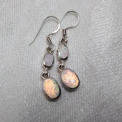 Vintage Opal 925 Dangle Earrings