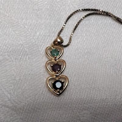 Ross Simons Emerald, Ruby, Sapphire 18" Gold Vermeil Necklace