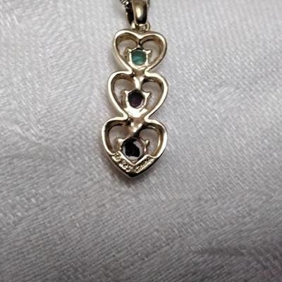 Ross Simons Emerald, Ruby, Sapphire 18" Gold Vermeil Necklace