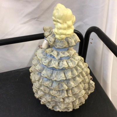 Ballerina Music Boxes and Large Plaster Dog and Lady Figurine