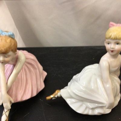 Ballerina Music Boxes and Large Plaster Dog and Lady Figurine